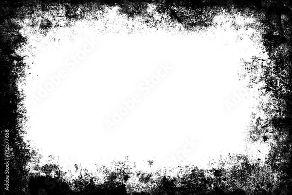 Obraz Black grunge texture border frame over white