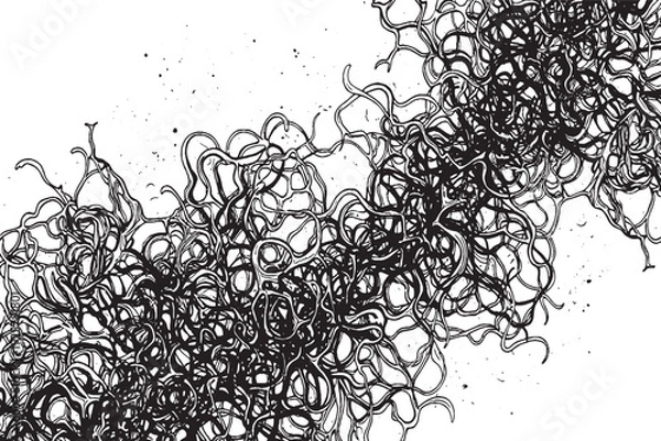 Obraz Chaotic Black Ink Scribble Cluster Abstract Background