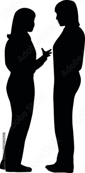 Obraz two women making chat, silhouette vector