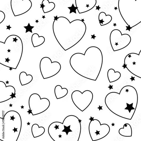 Obraz hearts love sticker pattern background vector illustration design