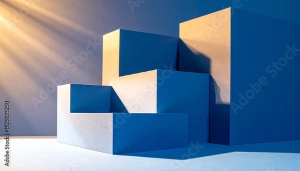 Obraz blue pedestal on a white background