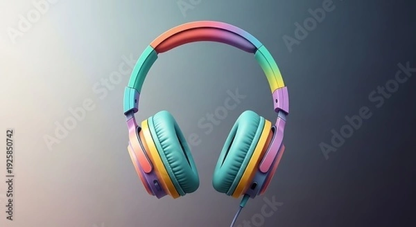 Obraz Creative Headphones Design on Dark Gradient Background