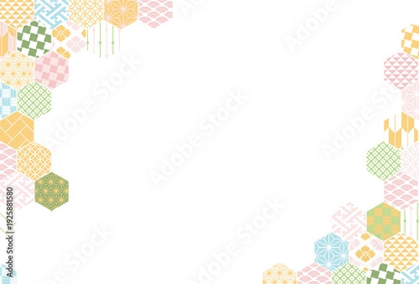 Obraz 【春の背景素材】伝統文様のカラフルな和柄イラスト