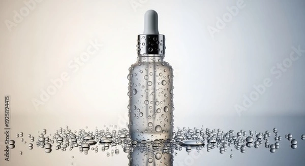 Obraz Serum Bottle with Dropper on Reflective Surface