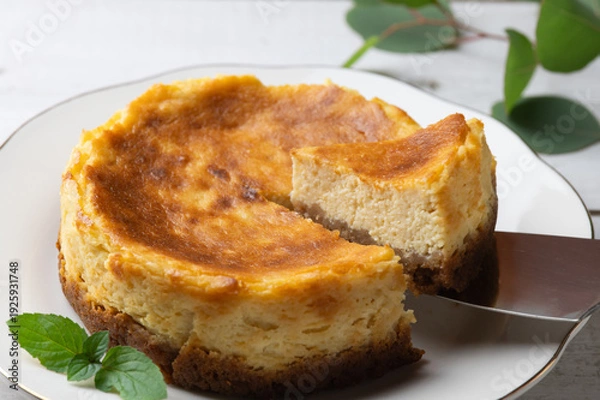Obraz ホール豆腐チーズケーキのクローズアップ