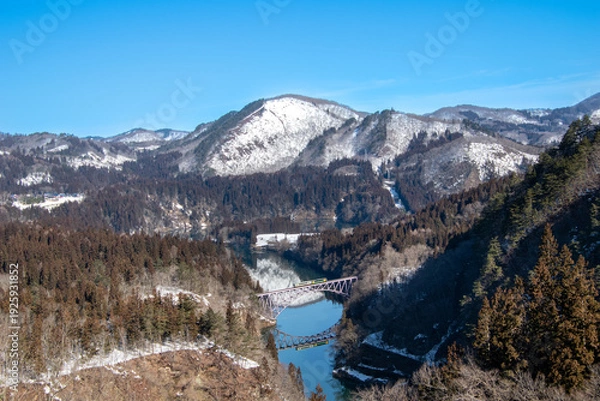 Fototapeta 冬の只見線第一橋梁