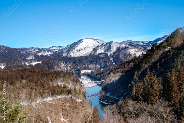 Fototapeta 冬の只見線第一橋梁