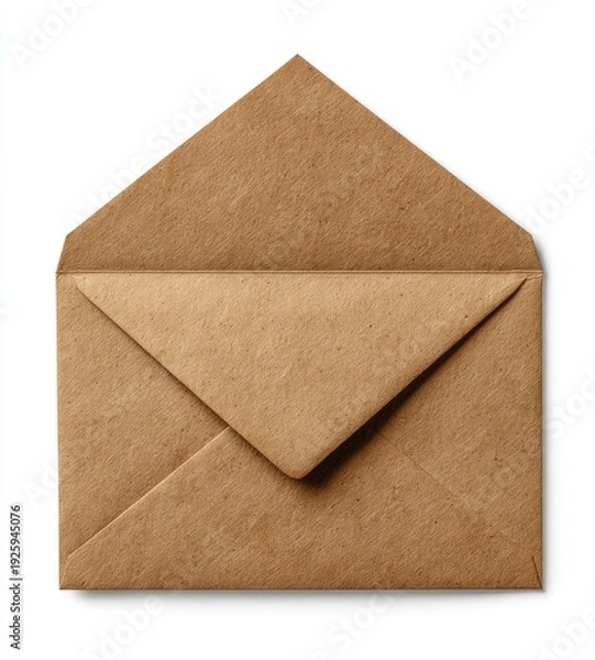 Obraz Open brown paper envelope on a white background