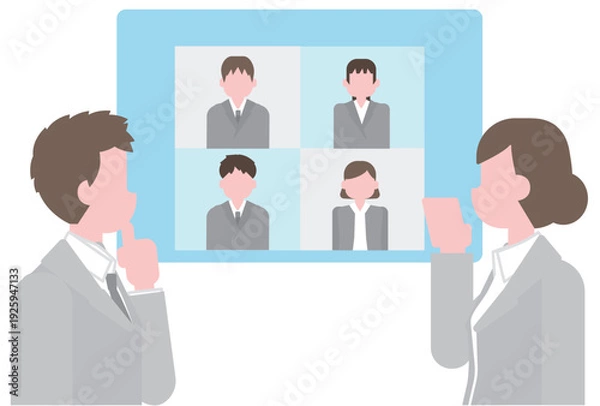 Obraz オンラインでミーティングをするビジネスマン