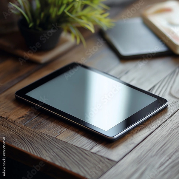 Obraz tablet computer on wood table