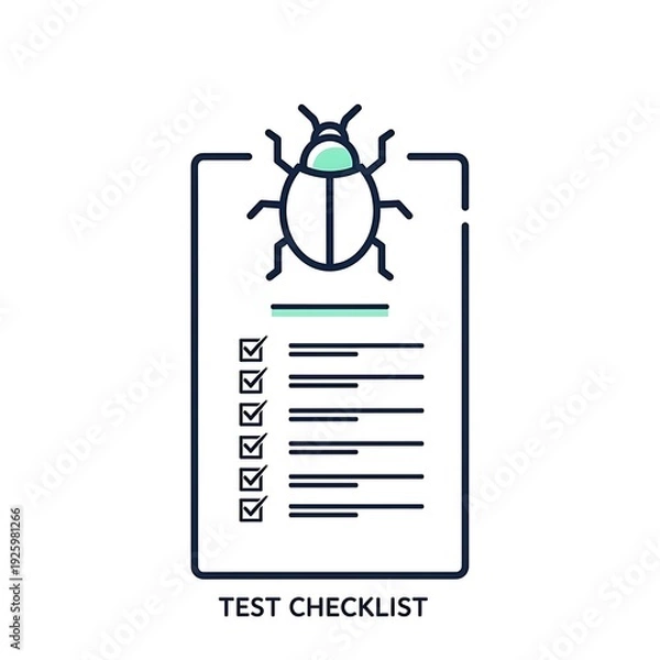 Obraz Modern test checklist with bug icon for software debugging