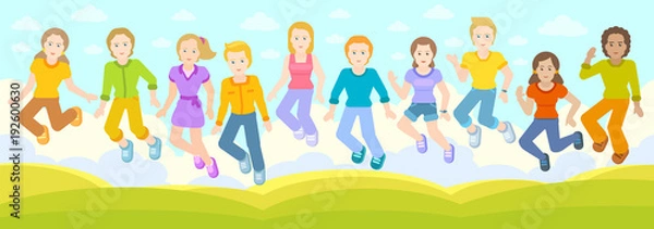 Obraz Children are jumping together 