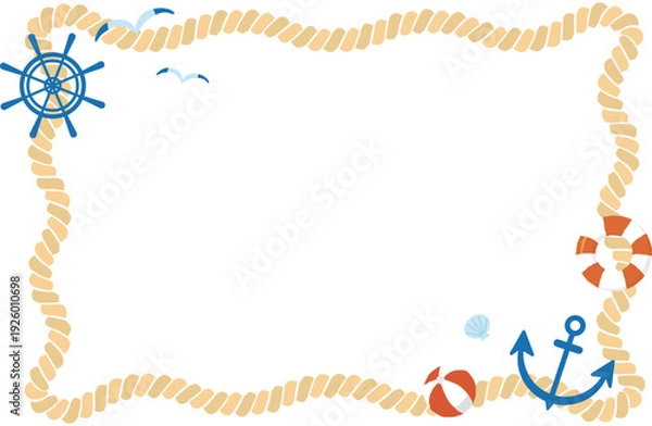 Obraz マリンロープフレーム背景イラスト素材