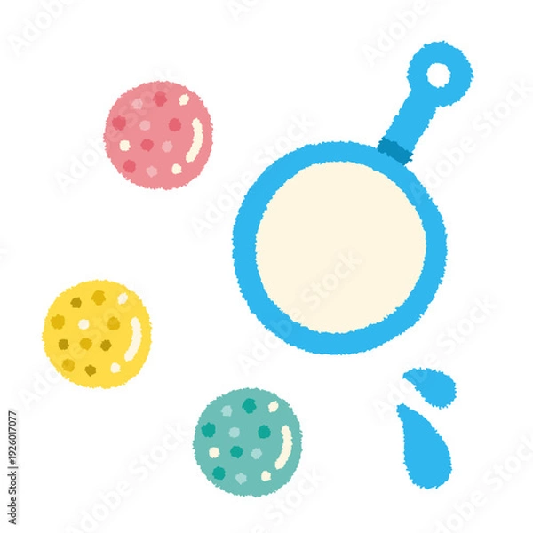 Obraz スーパーボールすくい イラスト 夏祭り 縁日 ポイ 手描き シンプル