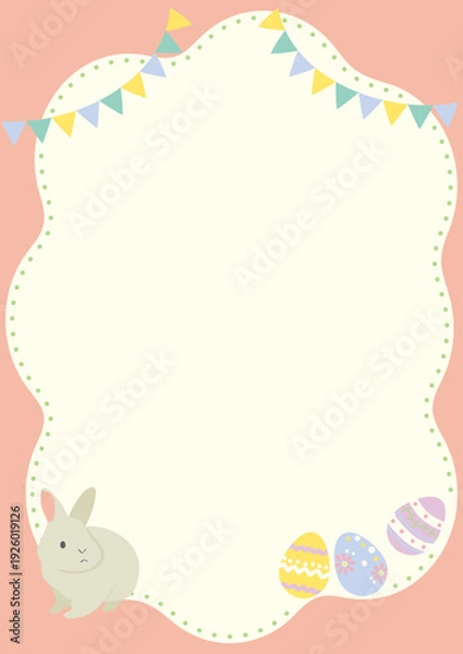 Obraz イースターエッグとうさぎの雲みたいなフレーム