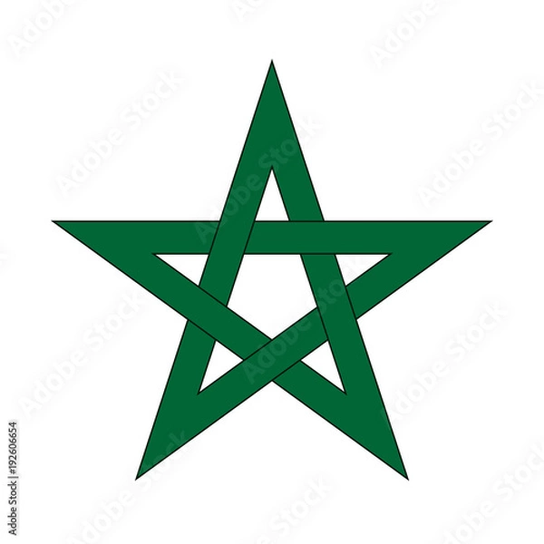 Fototapeta Five-pointed star of green color. Morocco symbol. Abstract concept. Vector illustration on white background.