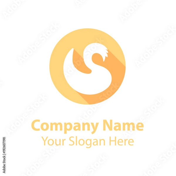 Fototapeta abstract logo design in circle flat icon style with long shadow