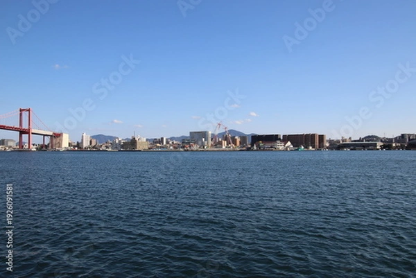 Obraz 北九州市の洞海湾と若戸大橋