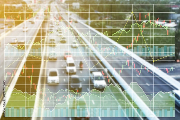 Obraz Biznes finanse indeks giełdowy tło inwestycji w infrastrukturę na wsi