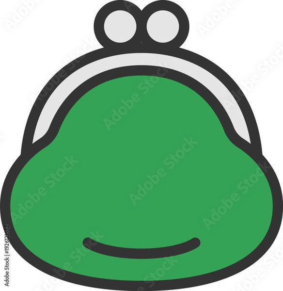 Obraz がま口財布のアイコン（線画カラー）のイラスト