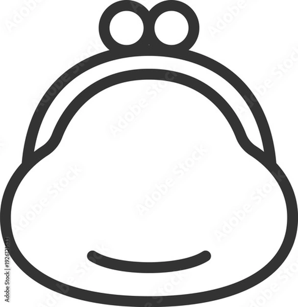 Obraz がま口財布のアイコン（線画）のイラスト