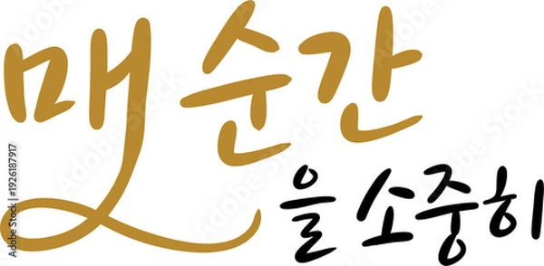 Fototapeta 매 순간을 소중히 감성 한글 캘리 타이틀