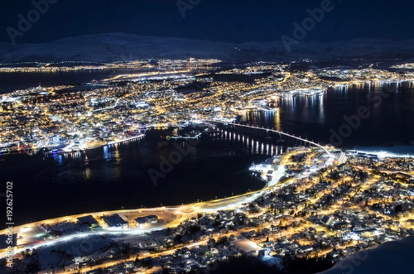 Obraz Looking Down Over City at Night