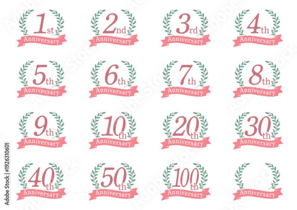 Obraz 月桂樹のかわいい周年アイコンセット