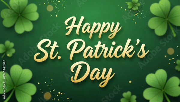 Obraz Festive St Patrick’s Day Clover Background with Typography