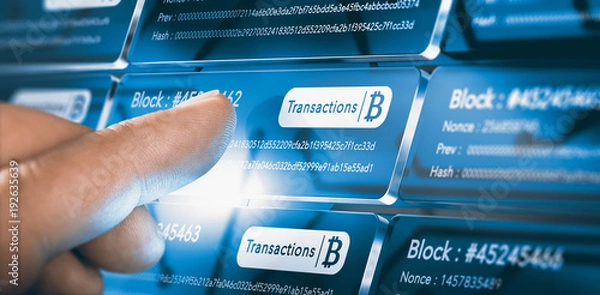 Obraz Technologia Blockchain. Przelew Bitcoin