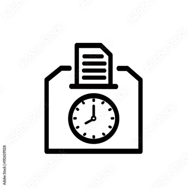 Obraz Time card icon. Vector graphic, not Artificial Intelligence, logo illustration. Replaceable vector design.
