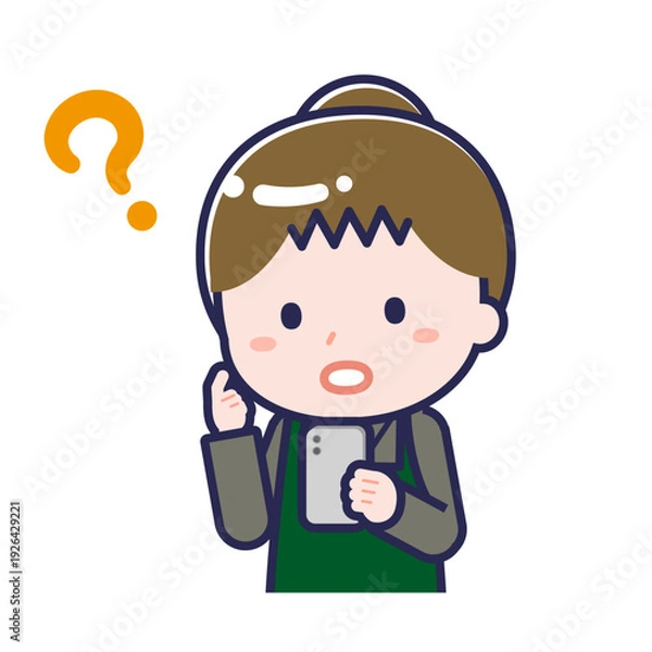 Obraz スマートフォンを使う「飲食店の店員」の女性