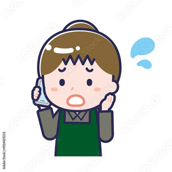 Obraz スマートフォンを使う「飲食店の店員」の女性