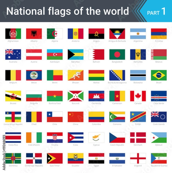 Fototapeta Flags of the world. Vector illustration of a stylized flag isolated on white