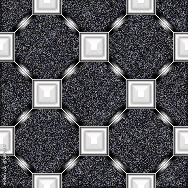 Obraz seamless geometric pattern with small black stones background