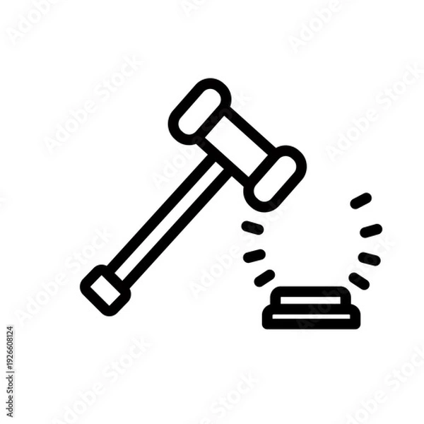 Obraz Law vector icon. Gavel icon. Vector graphic, not Artificial Intelligence, logo illustration. Replaceable vector design.