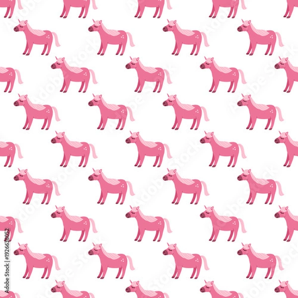 Obraz seamless pink unicorn pattern on a transparent background