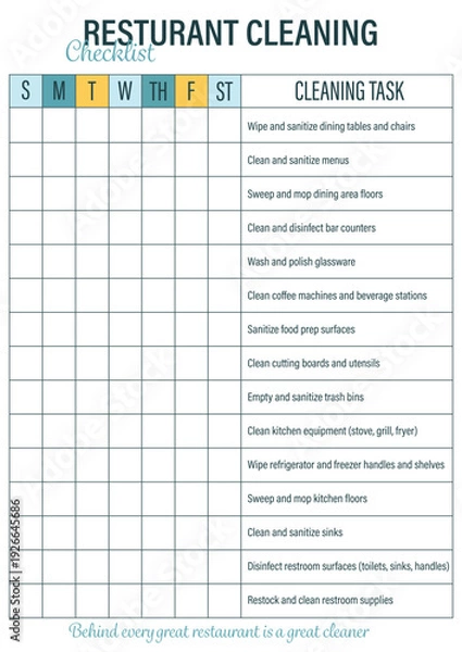 Fototapeta restaurant cleaning checklist