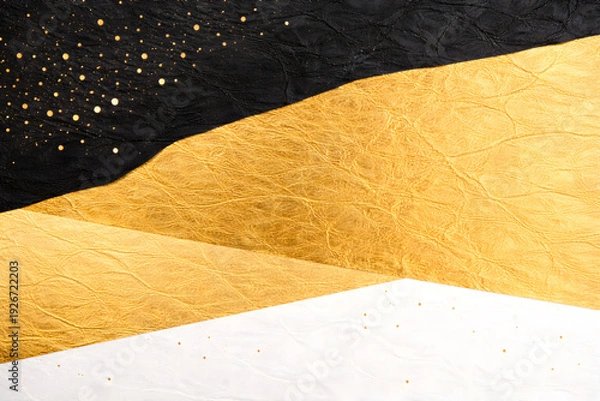 Obraz 黒と金箔が際立つ高級感あふれる和モダン抽象背景テクスチャ