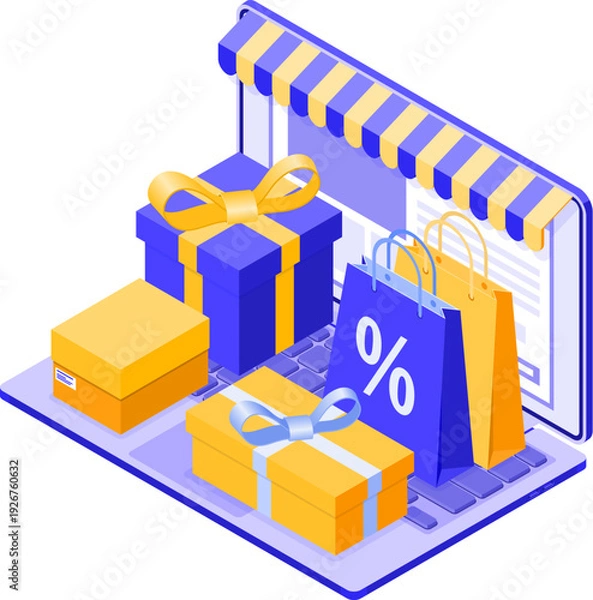 Obraz Isometric Online Internet Shopping