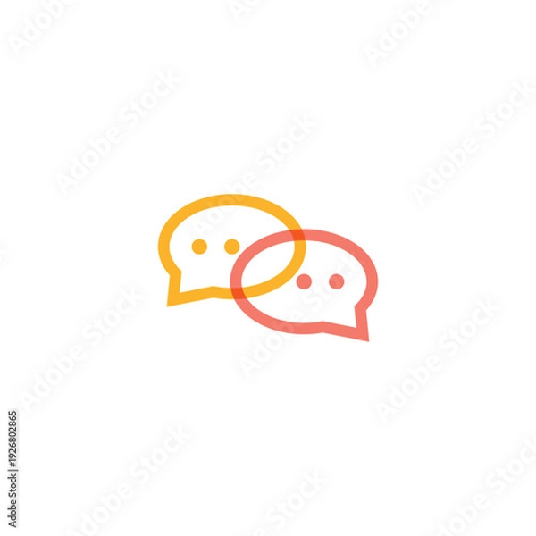 Obraz Interlocking Speech Bubbles Logo for Communication and Social Media Chat