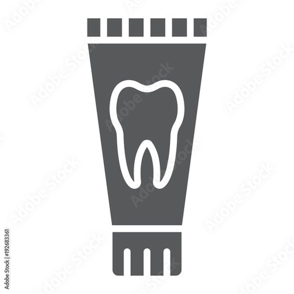 Fototapeta Toothpaste tube glyph icon, stomatology and dental, clean sign vector graphics, a solid pattern on a white background, eps 10.
