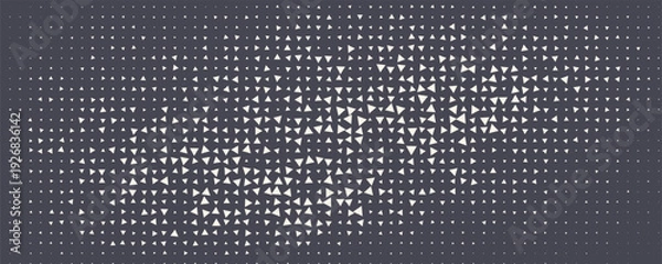 Obraz Triangular Halftone Texture Retrowave Vector Geometric Technology Abstract Background. Half Tone Triangles Retro Colored Pattern.