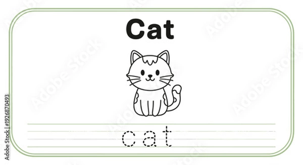 Obraz Cat tracing worksheet for kids learning