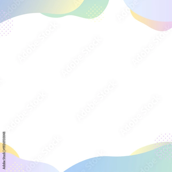 Obraz かわいいグラデーションの背景フレーム　青・水色・紫・黄色・緑