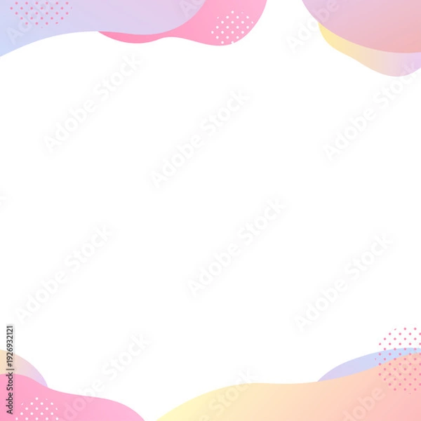 Obraz かわいいグラデーションの背景フレーム　ピンク・黄色・紫・水色・オレンジ