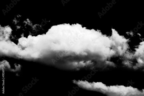 Obraz White clouds isolated on black background.