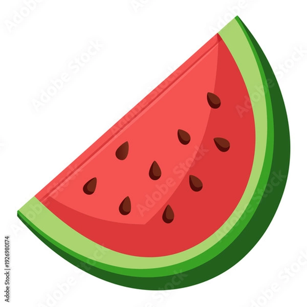 Obraz Watermelon slice isolated on white background vector illustration