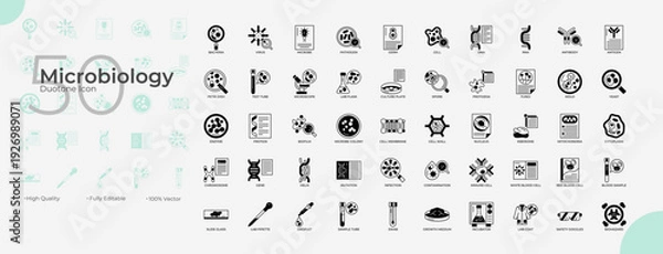 Obraz Microbiology Duotone Editable Icons set