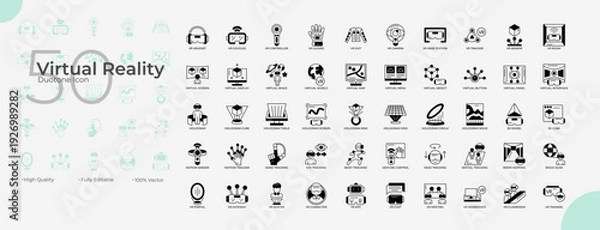 Obraz Virtual Reality Duotone Editable Icons set